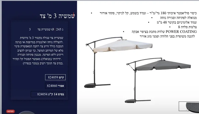 שמשיית צד 3 מטר