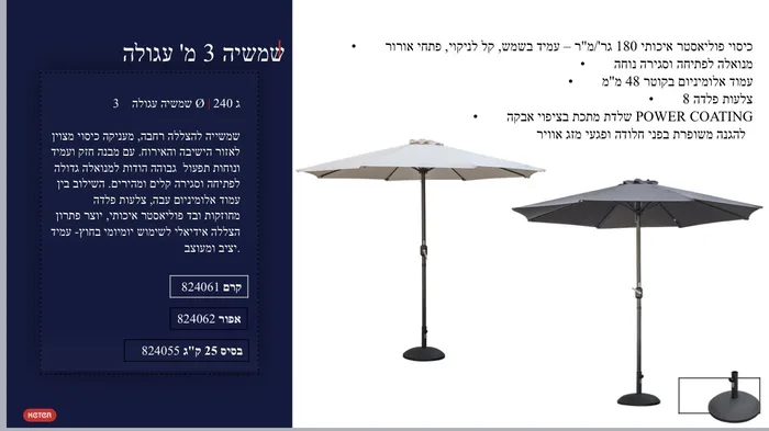 שמשיה עגולה 3 מטר