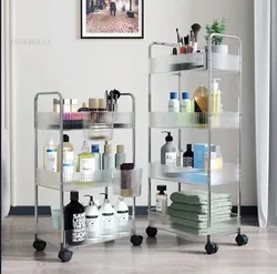 מעמד עגלת שירות 3 קומות אקרילי סלסלה מלבנית