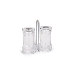 זוג מלחיות אקריל עם מעמד כסוף