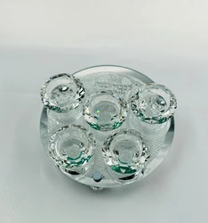 פמוט שולחני 5 קנים סליל כסף 20סמ.