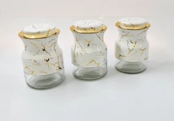 סט סוכר קפה תה עגול משויש לבן.