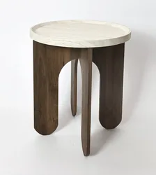 שולחן צד דמוי שייש אגוז